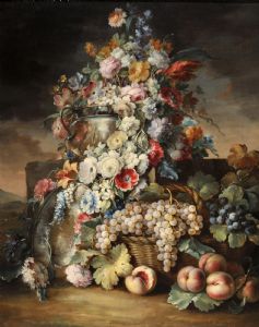MICHELE ANTONIO RAPOS (Turin, 1733-1819) Stillleben mit Früchten und Blumen   VERKAUFT